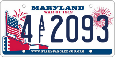 MD license plate 4AF2093