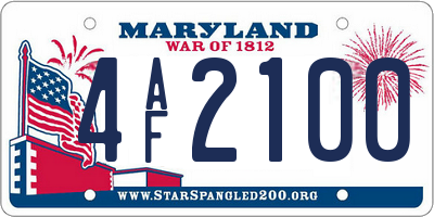 MD license plate 4AF2100