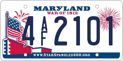 MD license plate 4AF2101