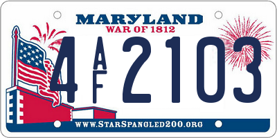MD license plate 4AF2103