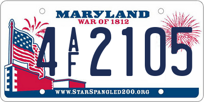 MD license plate 4AF2105