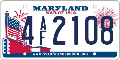 MD license plate 4AF2108