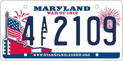 MD license plate 4AF2109