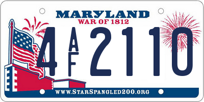 MD license plate 4AF2110