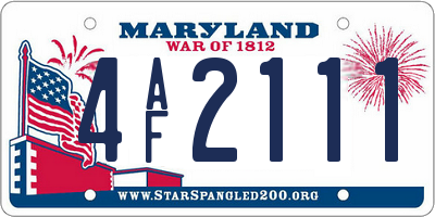 MD license plate 4AF2111