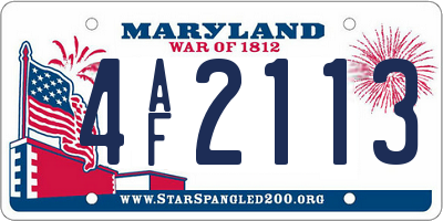 MD license plate 4AF2113