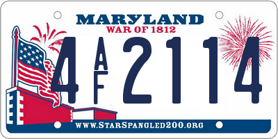 MD license plate 4AF2114