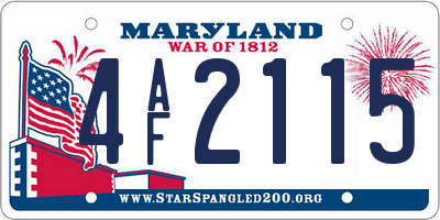 MD license plate 4AF2115