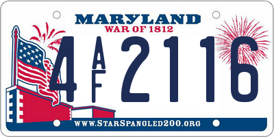 MD license plate 4AF2116