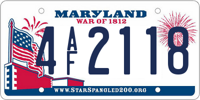 MD license plate 4AF2118