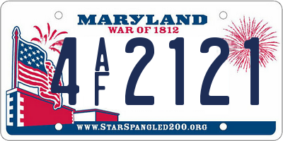 MD license plate 4AF2121
