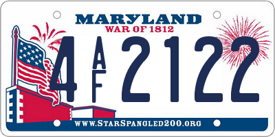 MD license plate 4AF2122