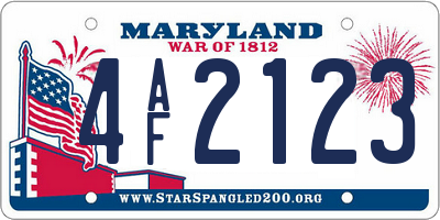 MD license plate 4AF2123