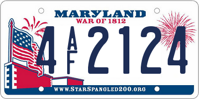 MD license plate 4AF2124