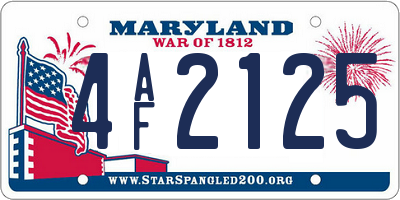 MD license plate 4AF2125