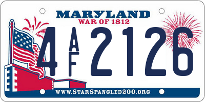 MD license plate 4AF2126