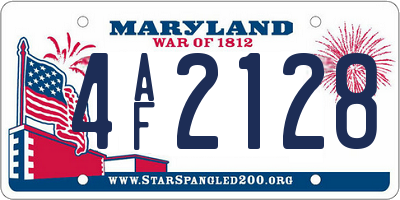 MD license plate 4AF2128