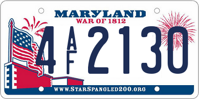 MD license plate 4AF2130