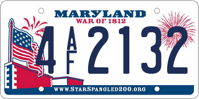 MD license plate 4AF2132