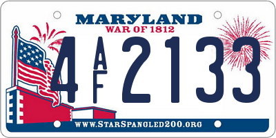 MD license plate 4AF2133