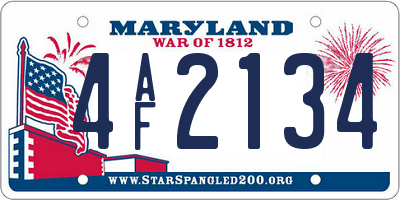 MD license plate 4AF2134