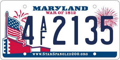 MD license plate 4AF2135