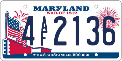MD license plate 4AF2136