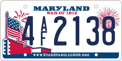 MD license plate 4AF2138