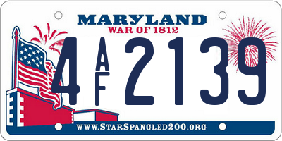 MD license plate 4AF2139