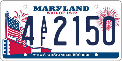 MD license plate 4AF2150