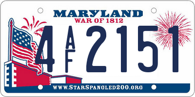 MD license plate 4AF2151
