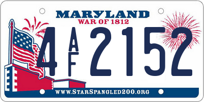 MD license plate 4AF2152