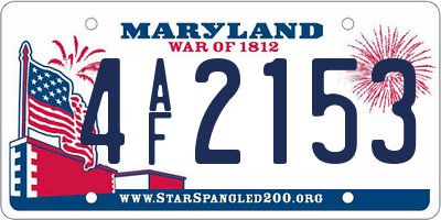 MD license plate 4AF2153