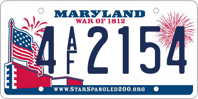 MD license plate 4AF2154