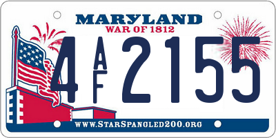 MD license plate 4AF2155