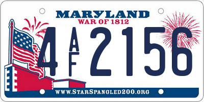 MD license plate 4AF2156