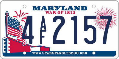 MD license plate 4AF2157