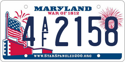 MD license plate 4AF2158