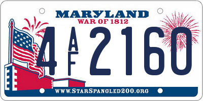 MD license plate 4AF2160