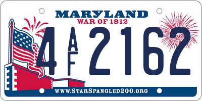 MD license plate 4AF2162