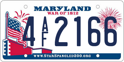 MD license plate 4AF2166
