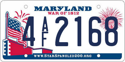 MD license plate 4AF2168