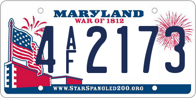MD license plate 4AF2173