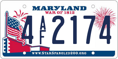 MD license plate 4AF2174