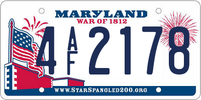 MD license plate 4AF2178