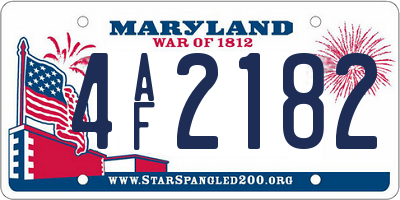 MD license plate 4AF2182