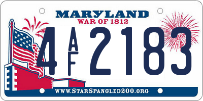 MD license plate 4AF2183