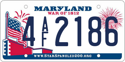 MD license plate 4AF2186