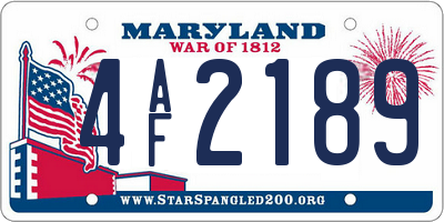 MD license plate 4AF2189