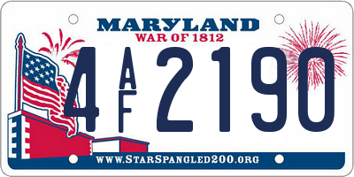 MD license plate 4AF2190